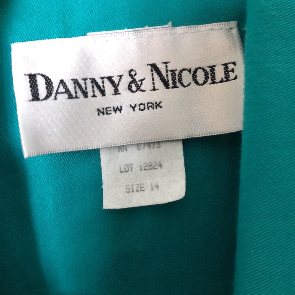 Vintage 1980s Danny & Nicole Vibrant Teal Green Double Breasted 14 - Picture 7 of 8